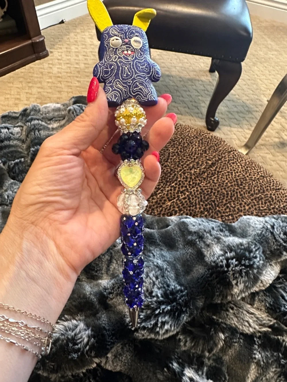 Funky and Fun Hand Crafted Pen with an Authentic Fuggler as the Focal